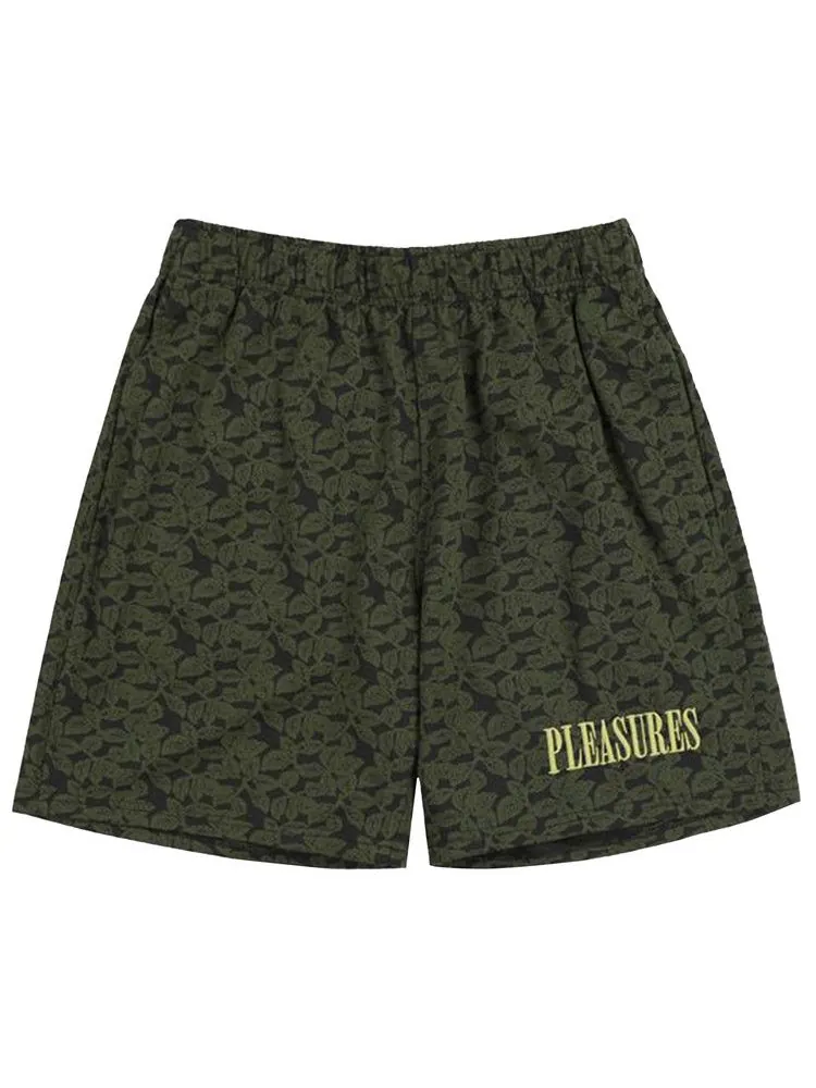 Шорты Pleasures Leaf Jacquard Shorts — изображение 1 из 2, темный оливковый