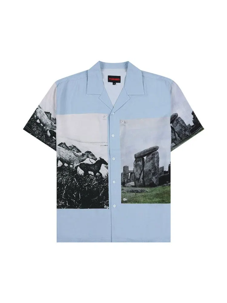 Рубашка Pleasures Stone Horse Button Down Shirt — изображение 1 из 2, синий
