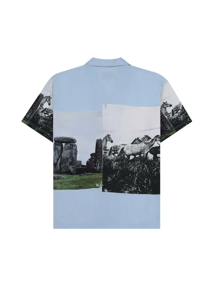 Рубашка Pleasures Stone Horse Button Down Shirt — изображение 2 из 2, синий