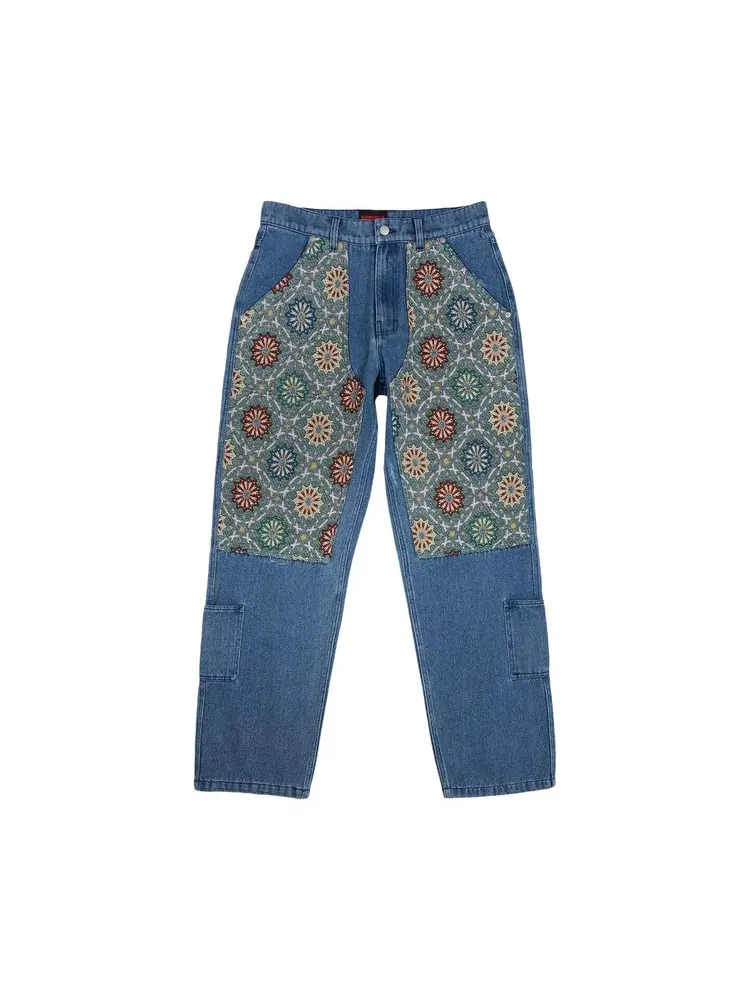Брюки Pleasures Floral Ultra Double Knee Pants 'Indigo' — изображение 1 из 2, синий