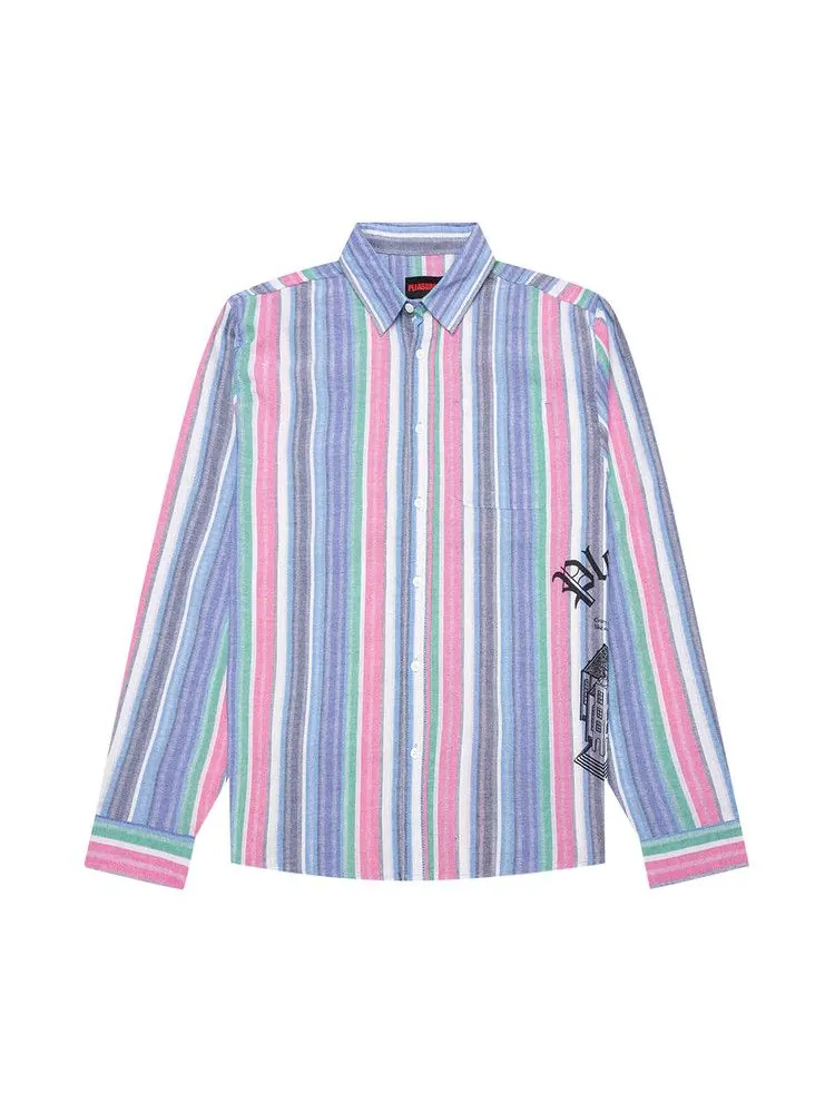 Рубашка Pleasures Chapel Long-Sleeve Button Up Shirt — изображение 1 из 2, синий