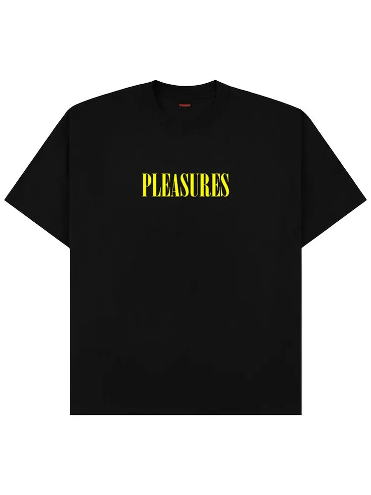 Футболка с символикой выставки "Pleasures Exhibition" (черная) — изображение 1 из 2, черный