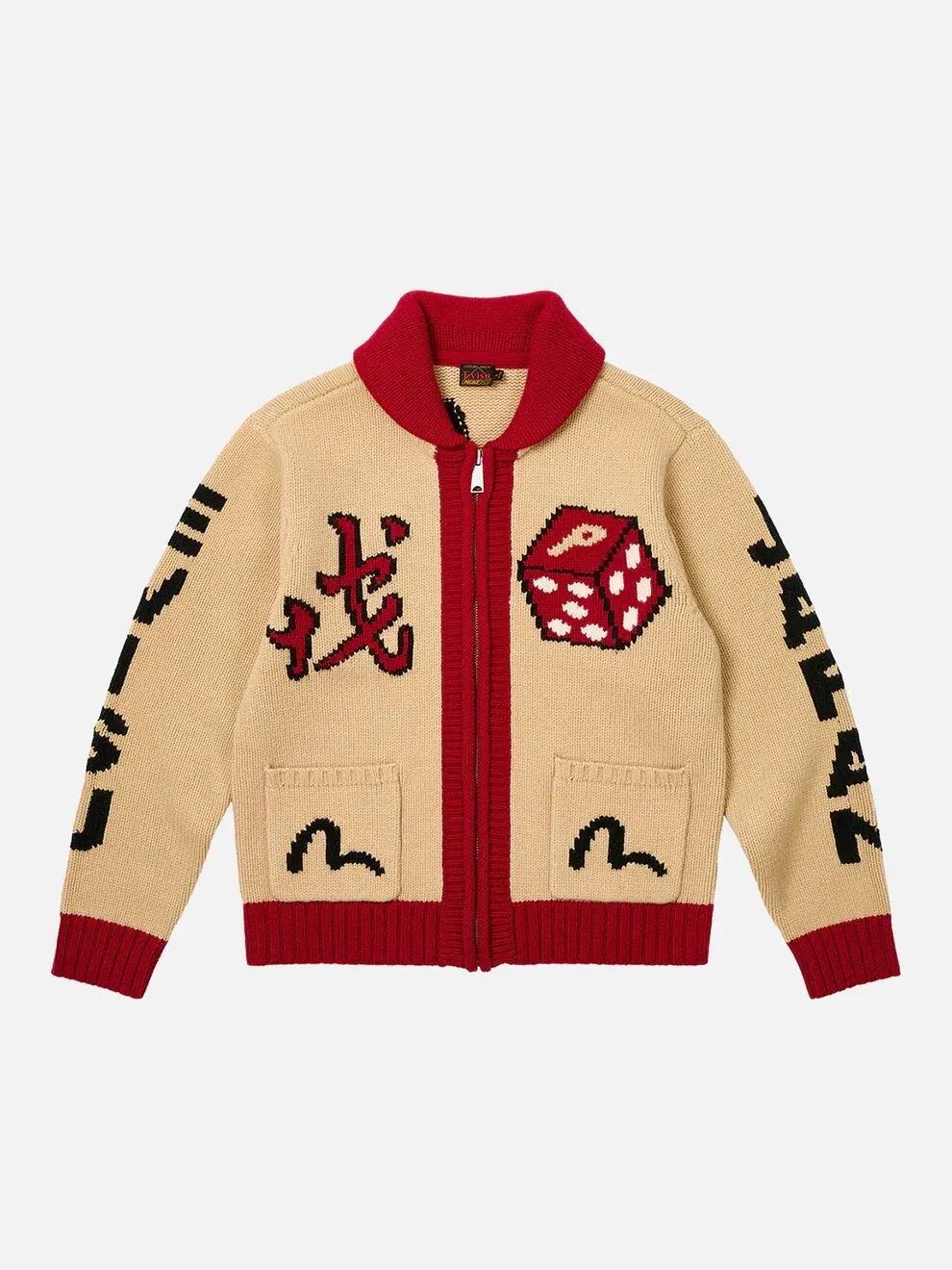 Кардиган Palace x Evisu Dice Cowichan — изображение 1 из 4, бежевый