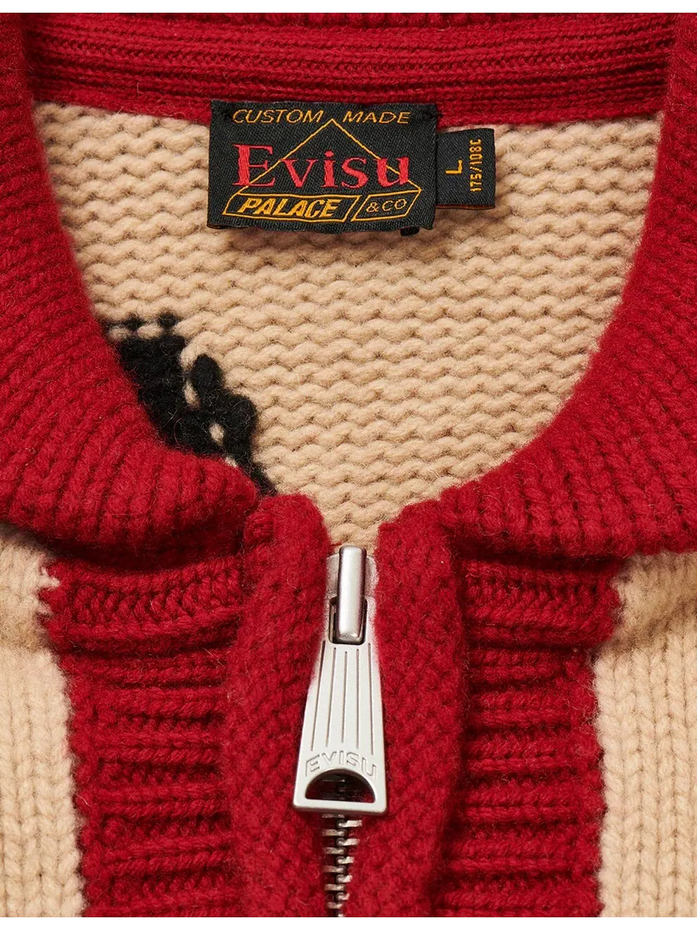 Кардиган Palace x Evisu Dice Cowichan — изображение 4 из 4, бежевый