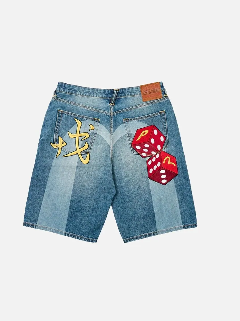 Шорты Palace x Evisu Long Denim — изображение 2 из 3, светлая стирка
