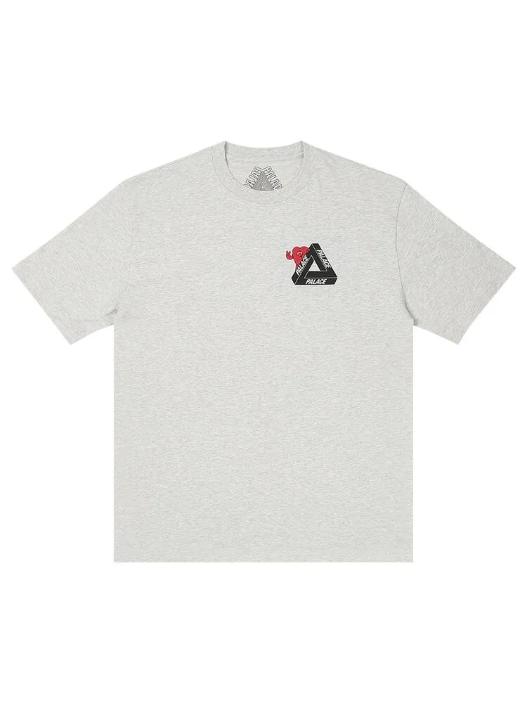 Футболка Palace Tri-Hearts 'Grey Marl' — изображение 1 из 2, серый