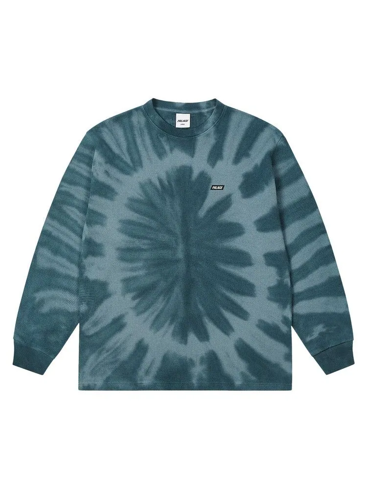Лонгслив Palace Tie-Dye Waffle Long-Sleeve — изображение 1 из 2, темно-синий