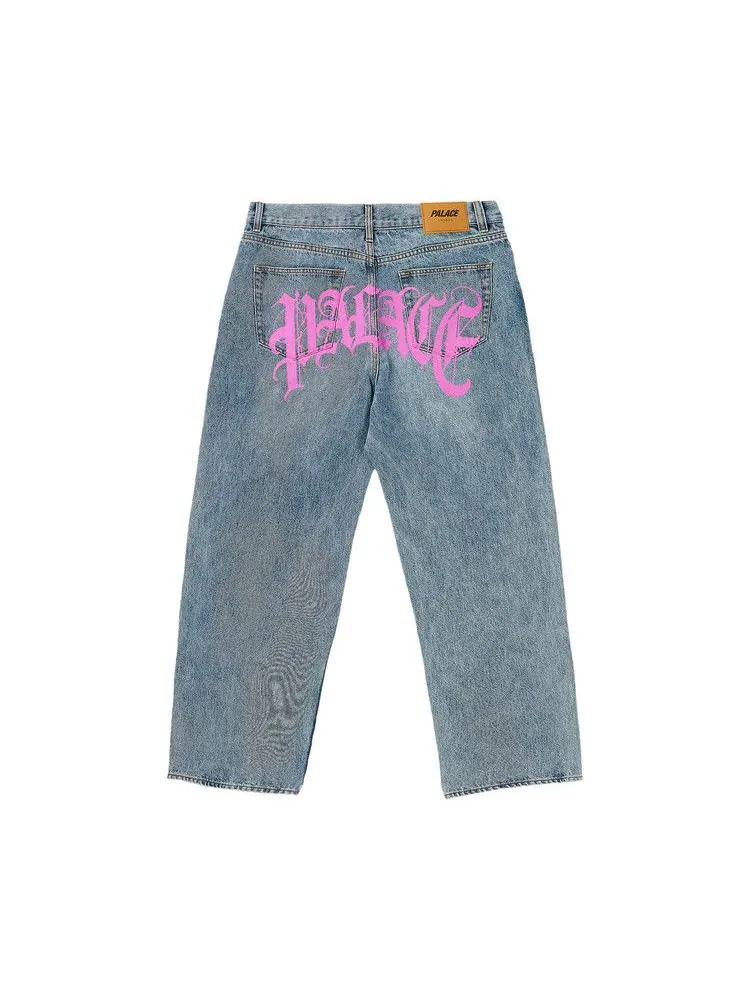 Джинсы Palace El Script P90 Baggy Jean, Stone Wash — изображение 2 из 2, синий