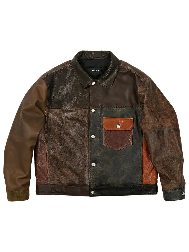 Куртка Palace Patchy Leather Jacket 'Multicolor' — изображение 1 из 3, мульти