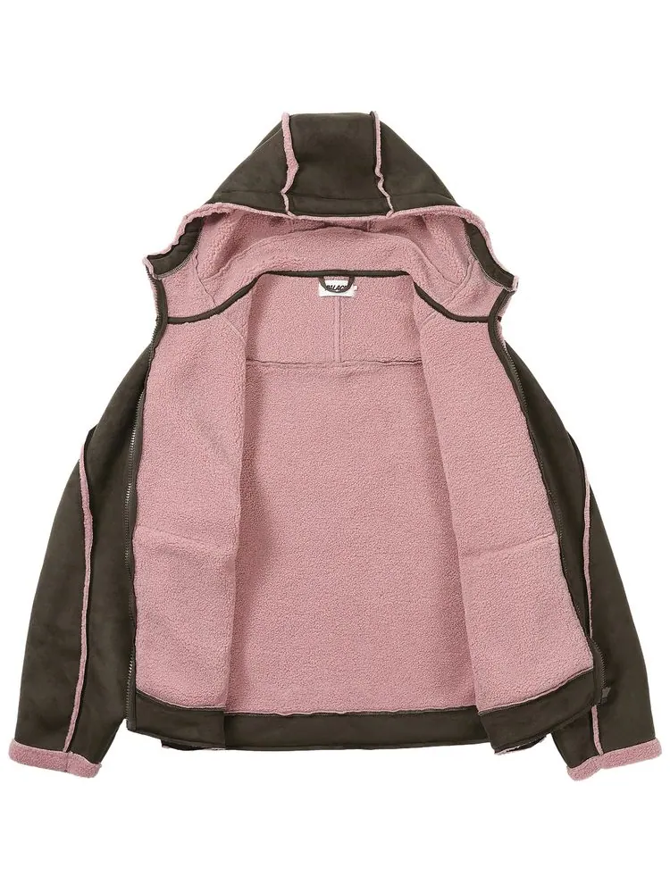 Куртка с капюшоном Palace Sherpa из искусственной замши, модель — изображение 2 из 3, бежевый