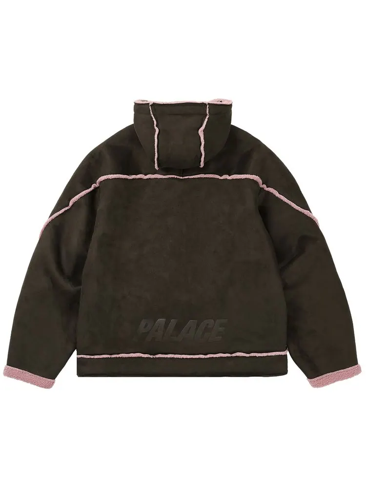 Куртка с капюшоном Palace Sherpa из искусственной замши, модель — изображение 3 из 3, бежевый