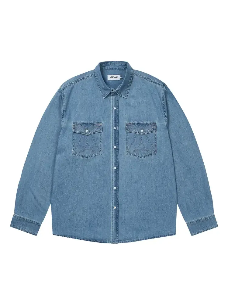 Рубашка Palace Denim Western Over Shirt 'Stone Wash' — изображение 1 из 2, серый
