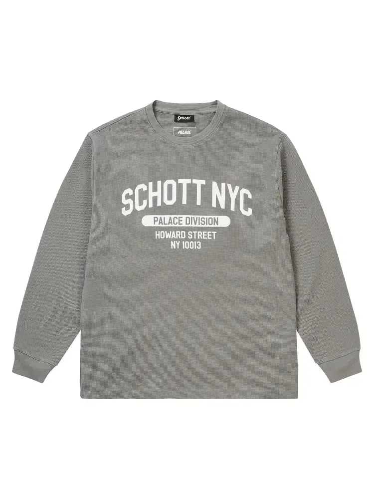 Футболка с длинным рукавом Palace x Schott Waffle — изображение 1 из 2, серый