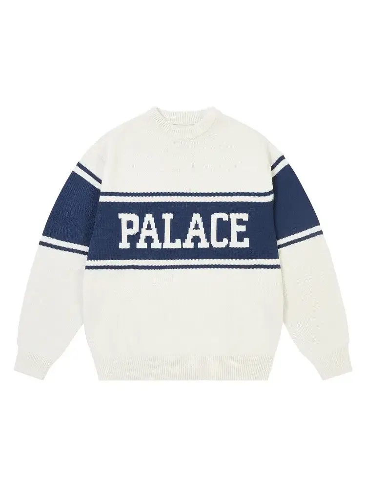 Вязаный свитер в полоску Palace College — изображение 1 из 1, белый