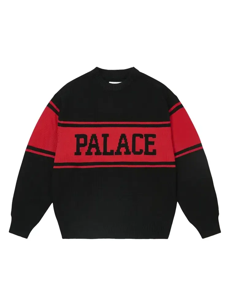 Вязаный свитер в полоску Palace College — изображение 1 из 1, черный