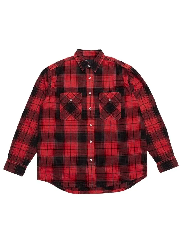 Рубашка PURPLE BRAND Plaid Flannel Long-Sleeve 'Red' — изображение 2 из 2, красный