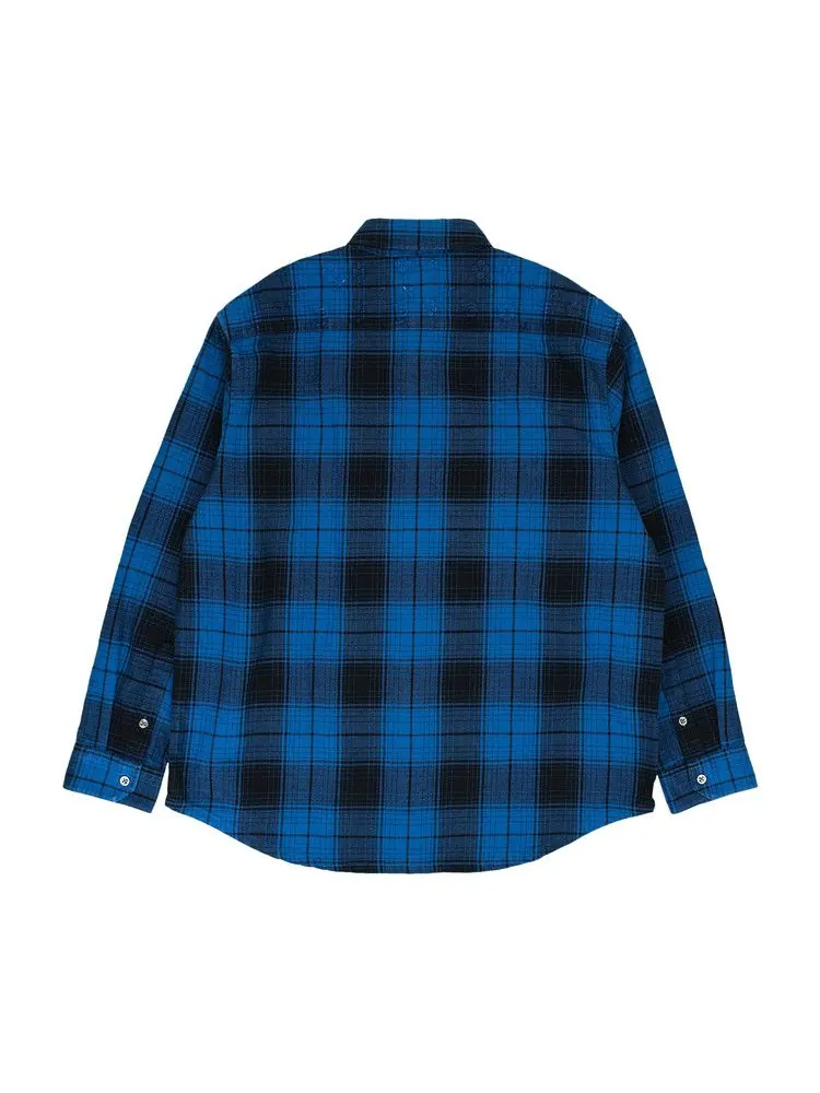 Рубашка PURPLE BRAND Plaid Flannel Long-Sleeve Shirt — изображение 2 из 3, синий