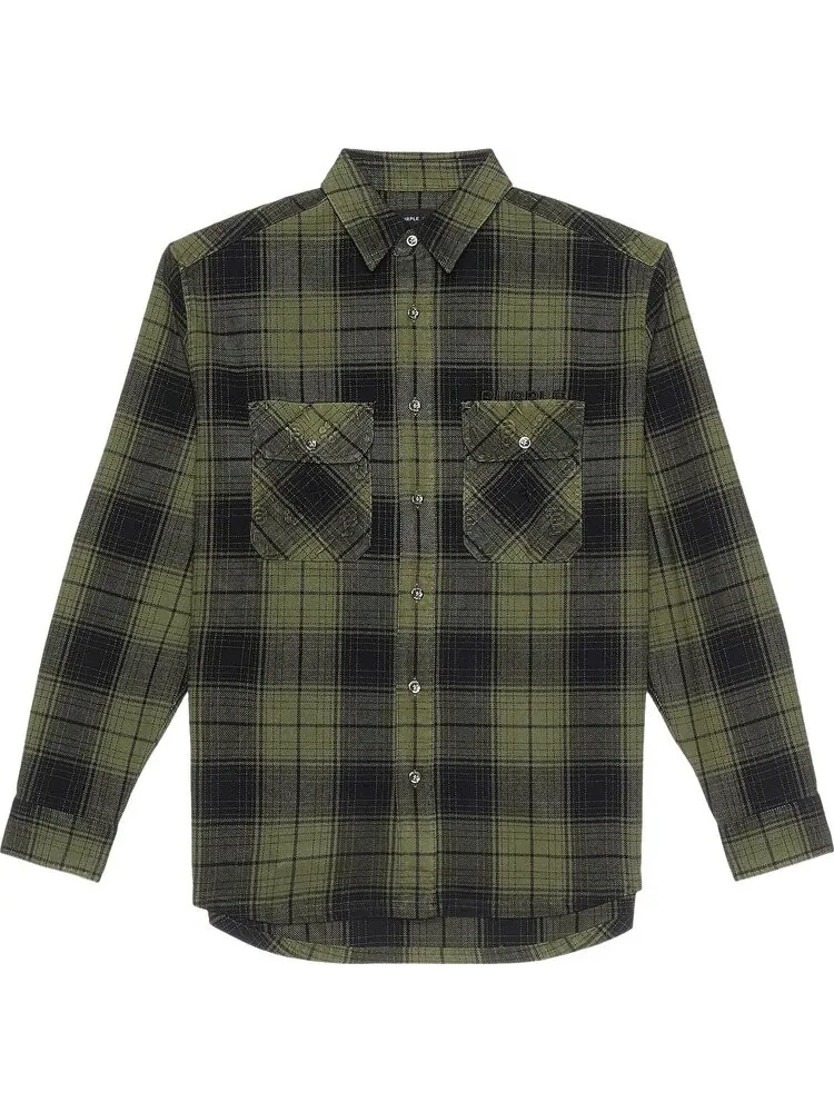 Рубашка PURPLE BRAND Plaid Flannel Long-Sleeve 'Green'