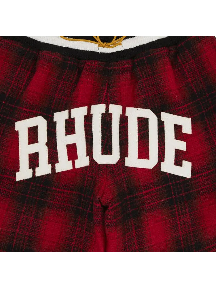 Шорты Rhude Flannel Collegiate Court Logo Short — изображение 3 из 3, красный/черный
