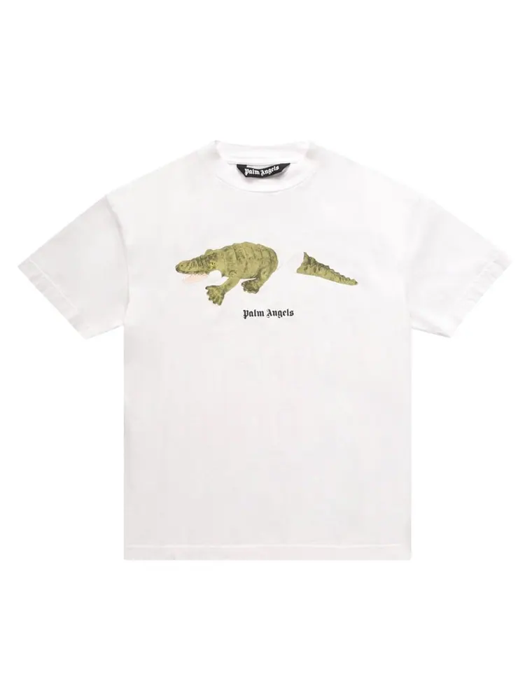 Футболка Palm Angels Croco Classic Tee 'White/Green' — белый