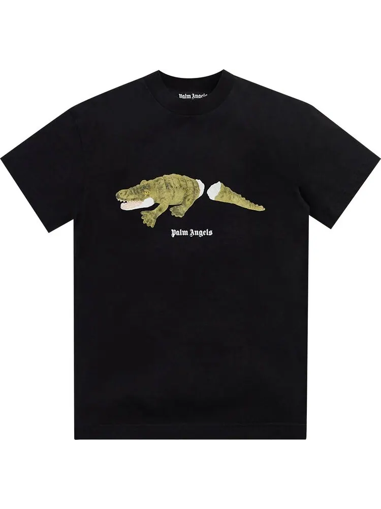 Футболка Palm Angels Croco Classic Tee 'Black/Green' — черный