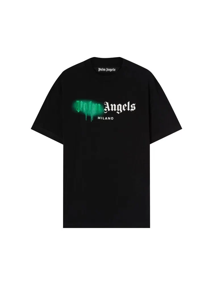 Футболка Palm Angels Milano Sprayed T-Shirt Black/Green — зеленый