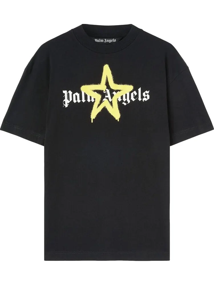 Футболка Palm Angels Star Sprayed Tee 'Black/Yellow' — изображение 1 из 1, черный