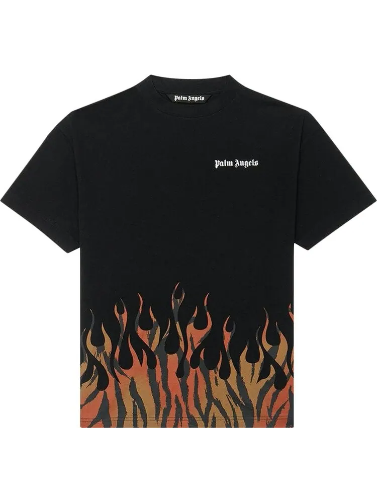 Футболка Palm Angels Tiger Flames Tee 'Black/Orange' — изображение 1 из 2, черный