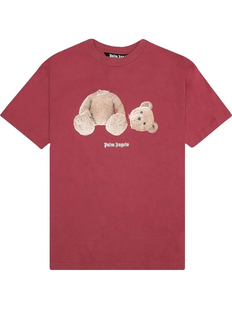 Футболка Palm Angels Bear Classic Tee 'Burgundy/Brown' — изображение 1 из 2, красный