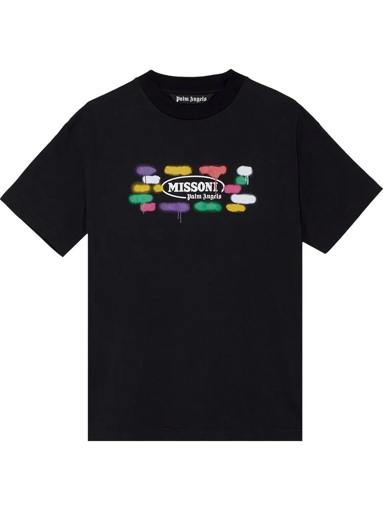 Футболка Palm Angels x Missoni Sport Tee 'Black/White' — изображение 1 из 1, черный
