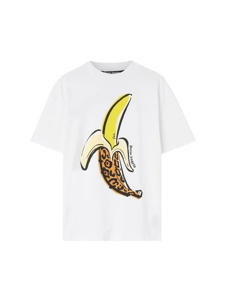 Футболка Palm Angels Banana Printed Classic T-Shirt 'White/Yellow' — изображение 1 из 1, белый