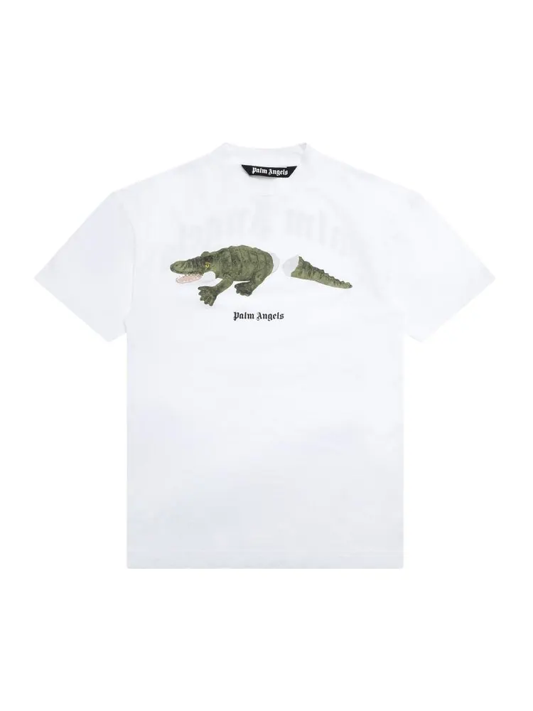 Футболка Palm Angels Croco Short-Sleeve Tee 'White/Green' — изображение 1 из 3, белый