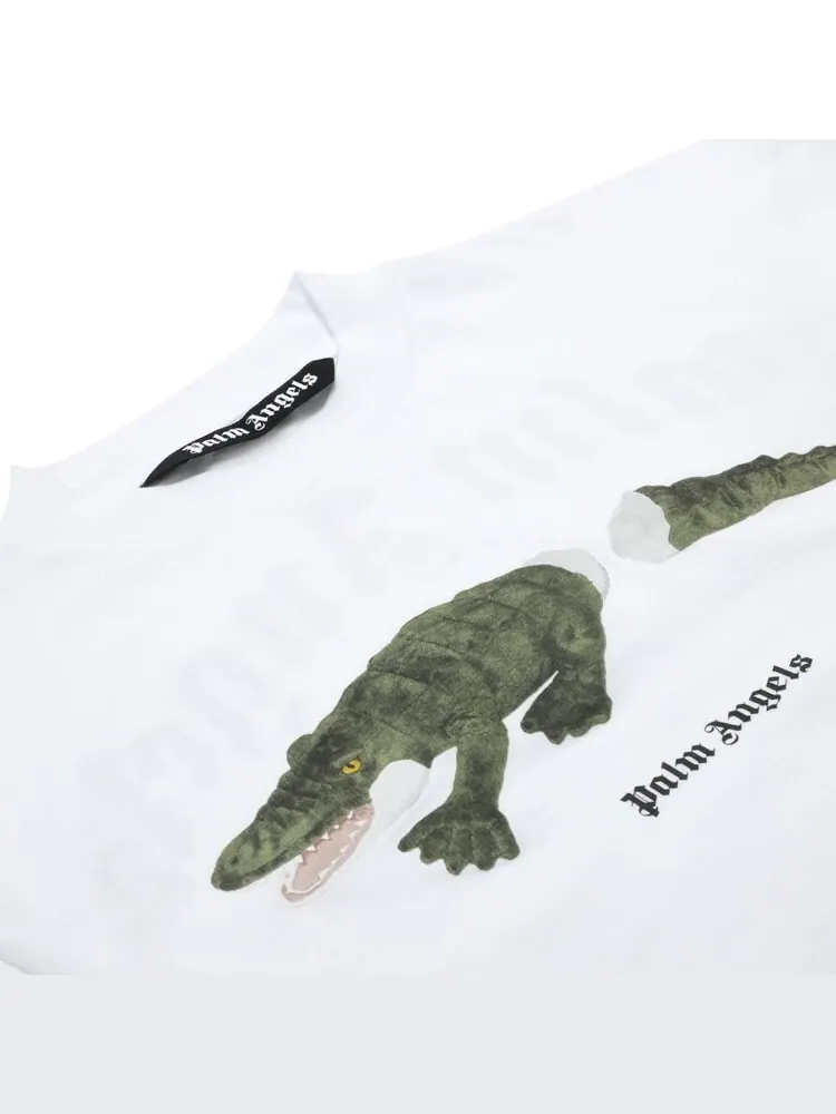 Футболка Palm Angels Croco Short-Sleeve Tee 'White/Green' — изображение 3 из 3, белый
