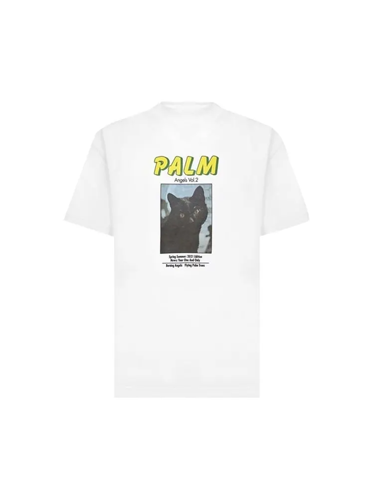Футболка Palm Angels Black Cat Tee 'White/Black' — изображение 1 из 2, белый