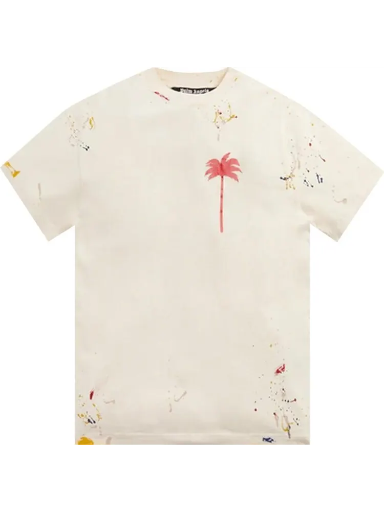 Футболка Palm Angels PXP Painted Classic Tee 'Off White/Red' — изображение 1 из 2, бежевый