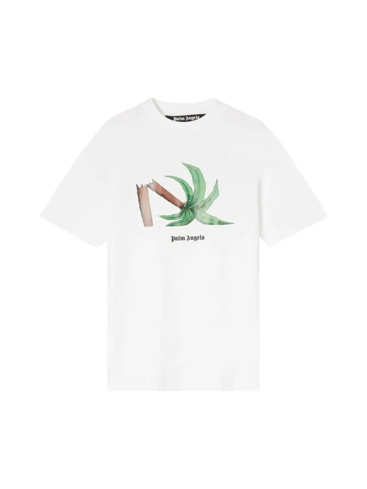 Футболка Palm Angels Broken Palm Classic Tee 'White/Green' — изображение 1 из 1, белый