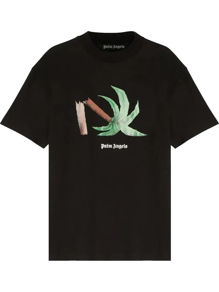 Футболка Palm Angels Broken Palm Classic Tee 'Black/Green' — изображение 1 из 1, черный