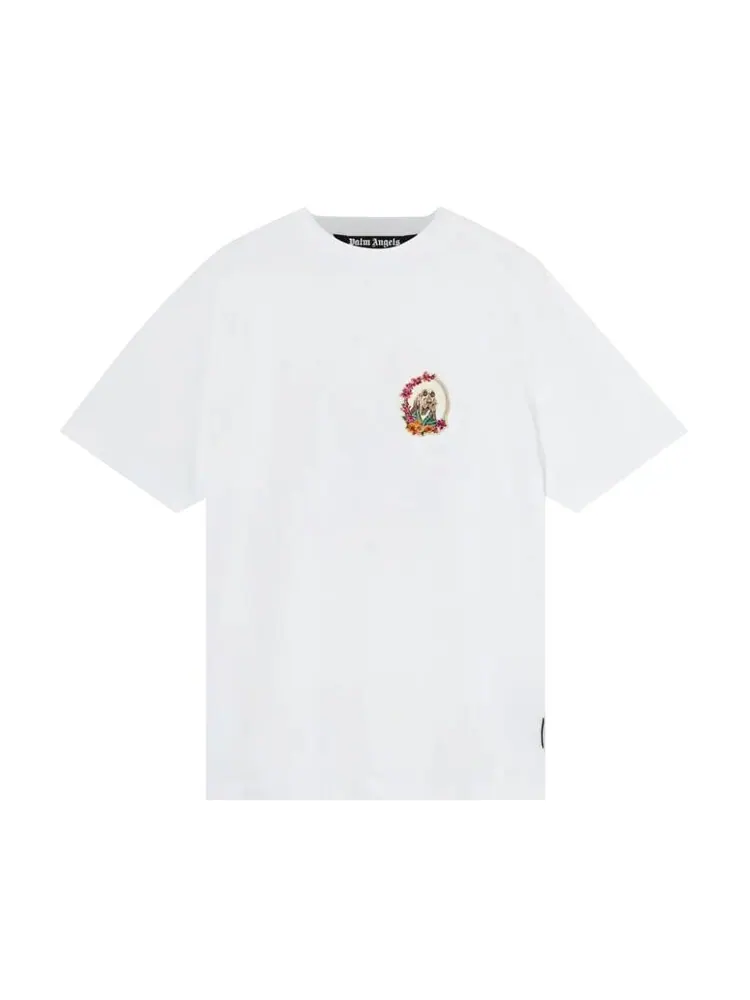 Футболка Palm Angels Berta Classic Tee 'White/Pink' — изображение 1 из 1, белый