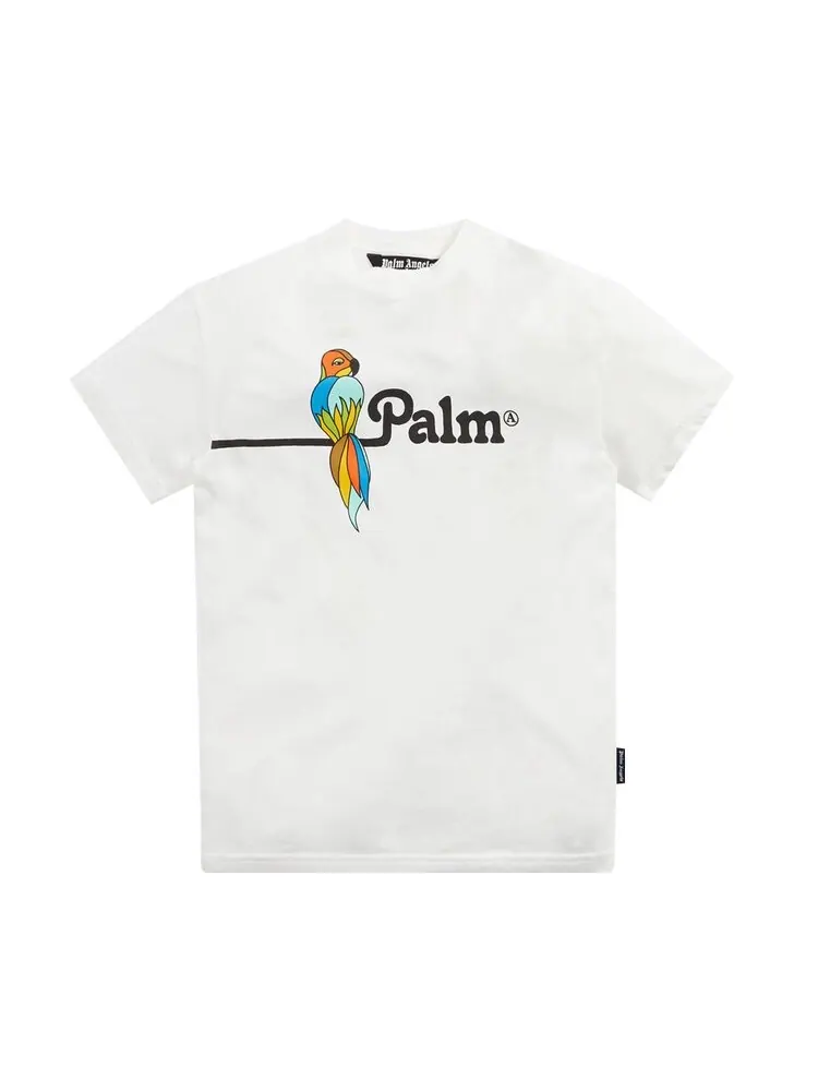 Футболка Palm Angels Parrot Vintage Tee 'White/Black' — изображение 1 из 1, белый