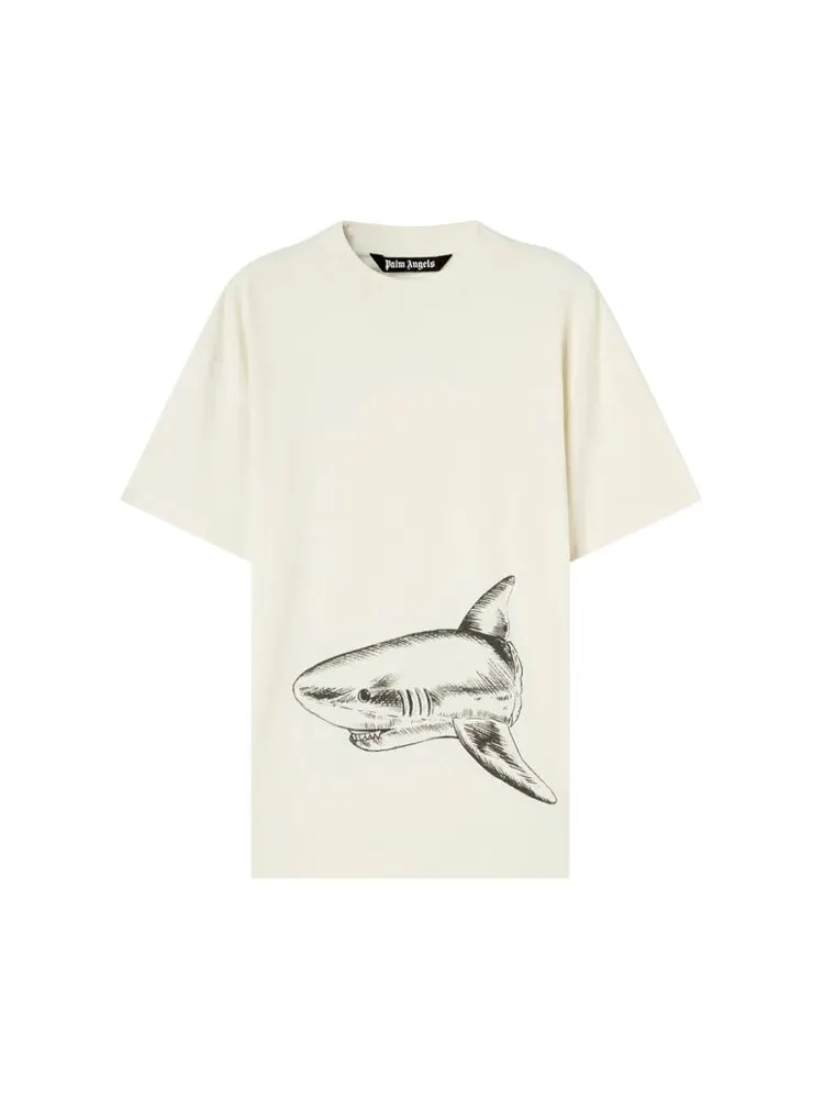 Футболка Palm Angels Broken Shark Classic Tee 'Butter' — изображение 1 из 1, белый