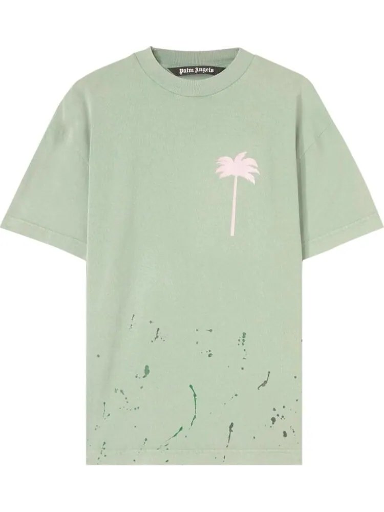 Футболка Palm Angels PxP Painted Classic T-Shirt 'Green' — изображение 1 из 1, зеленый