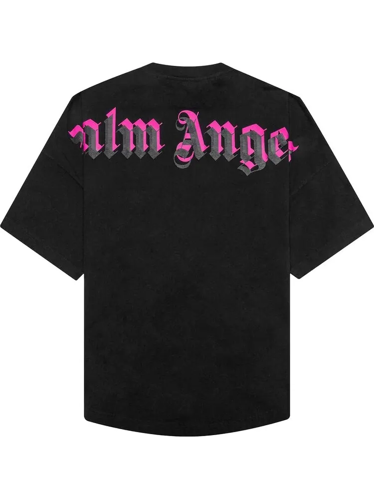 Футболка Palm Angels Doubled Logo Over Tee 'Black/Fuchsia' — изображение 2 из 2, черный