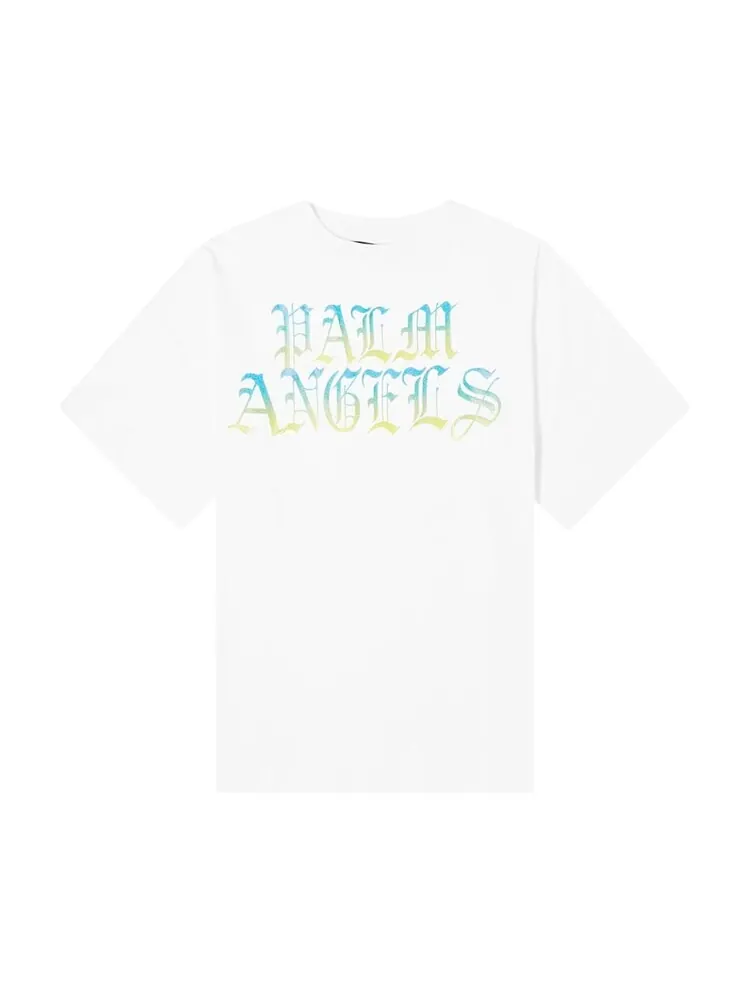 Футболка Palm Angels Hue Gothic Logo Over T-Shirt 'White/Multicolor' — изображение 1 из 1, белый
