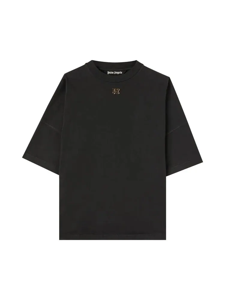 Футболка Palm Angels Foggy Logo Over 'Black/White' — изображение 2 из 2, черный