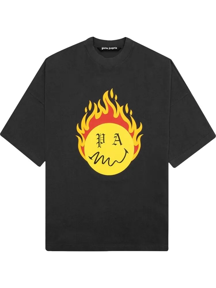 Футболка Palm Angels Burning Head Loose Tee 'Black/Yellow' — изображение 1 из 2, черный