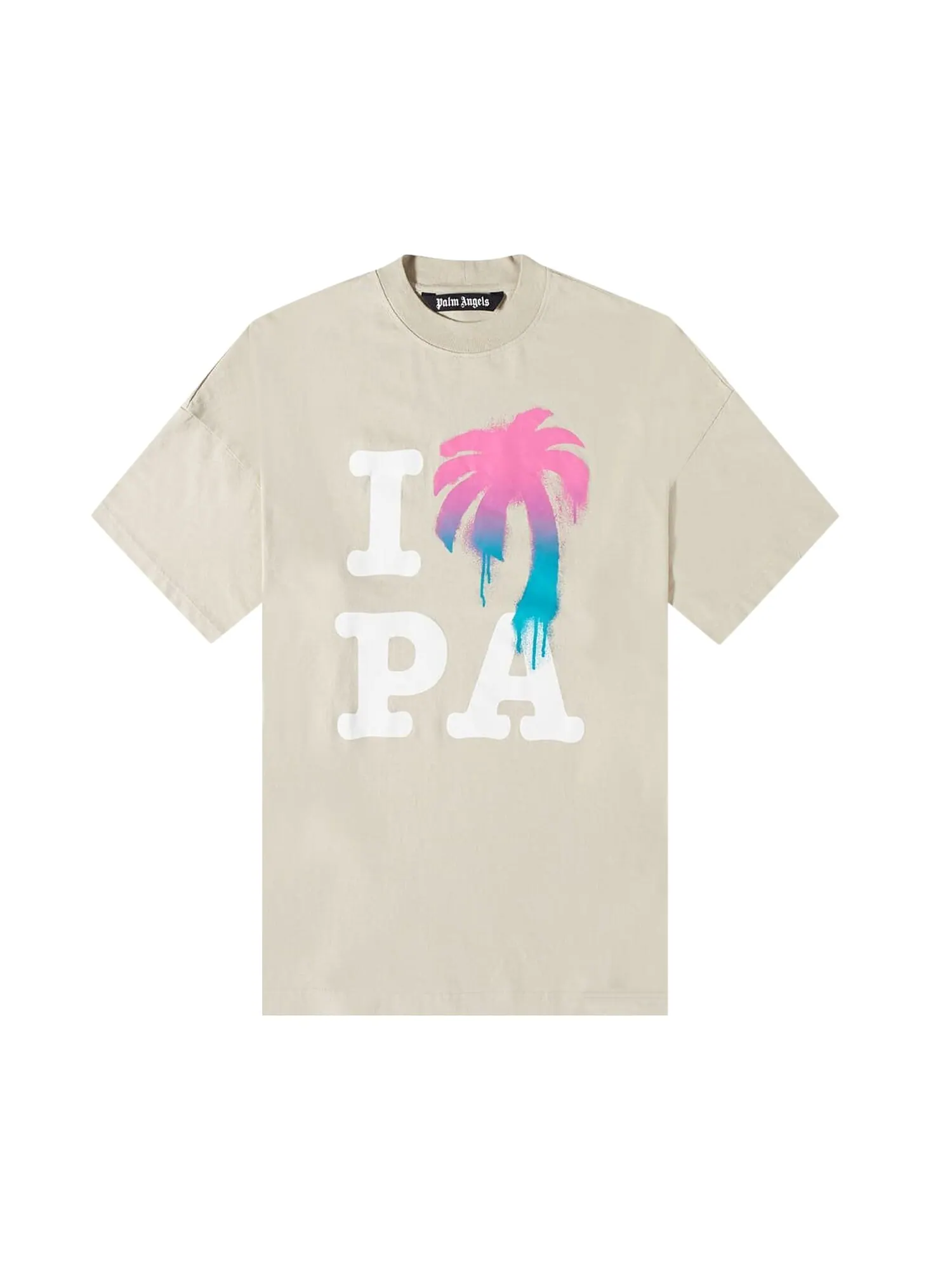 Свободная футболка Palm Angels I Love PA — изображение 1 из 1, бежевый/разноцветный