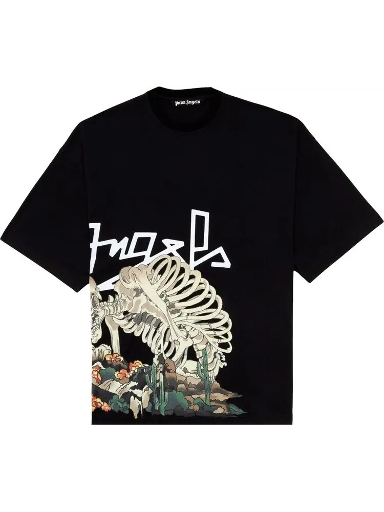 Футболка Palm Angels Desert Skull Over Tee 'Black/Multicolor' — изображение 1 из 2, черный