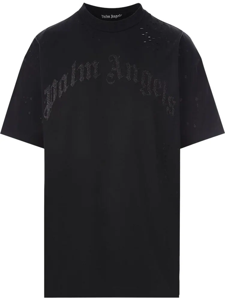 Футболка Palm Angels Glittered Logo Classic Tee 'Black' — изображение 1 из 1, черный
