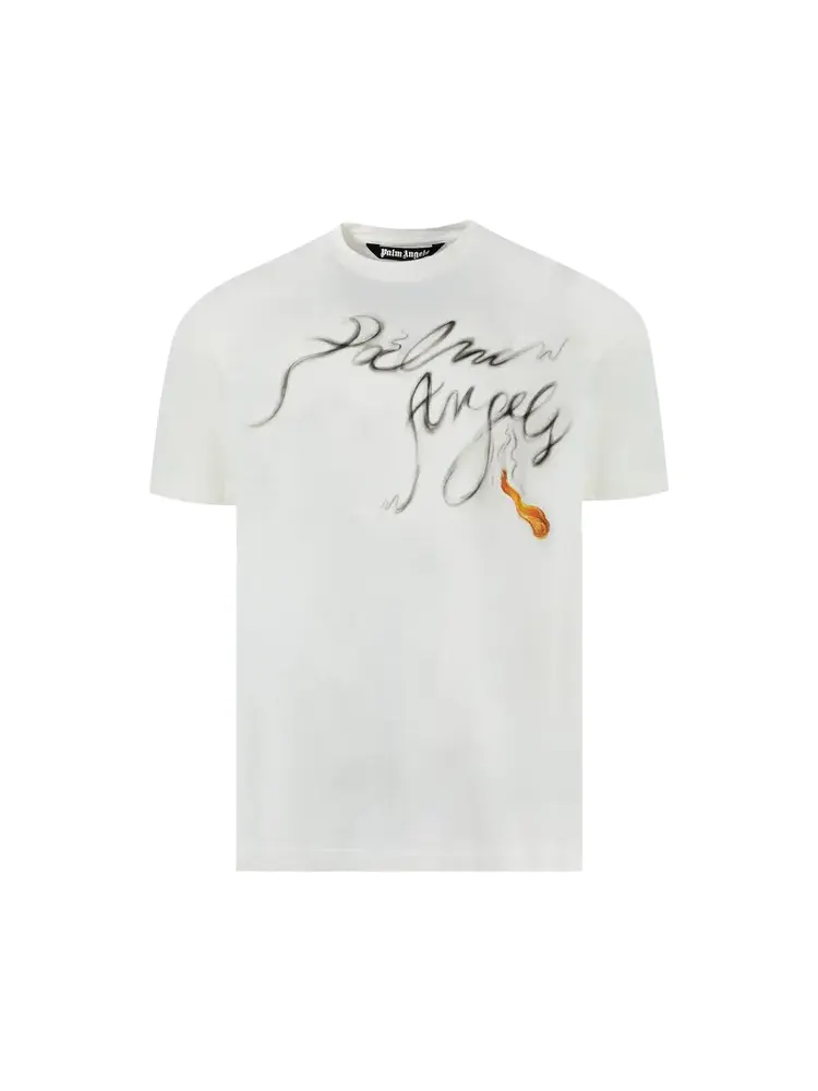 Футболка Palm Angels Foggy 'Off White/Black' — изображение 1 из 1, белый