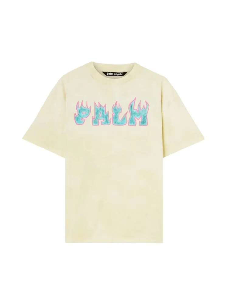 Футболка Palm Angels Flames Tee 'White/Purple' — изображение 1 из 1, белый